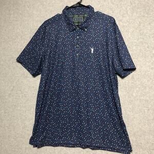 William Murray Mens Polo Large Golf Shirt Blue W/Allover Golf Flag Bill Golfer